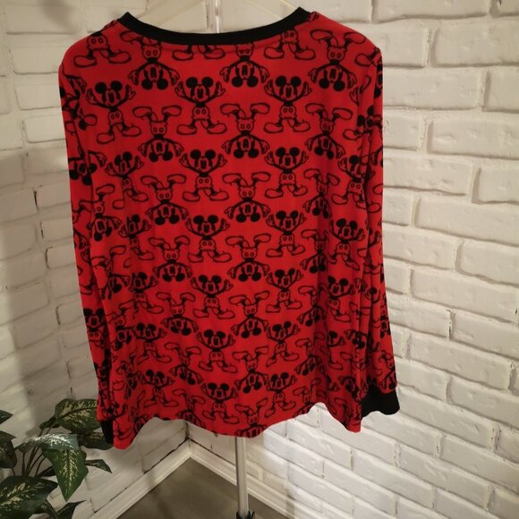 Disney Mickey Mouse Ladies Size XL Red with Black 2 Piece Fleece PJ's - Picture 2 of 13